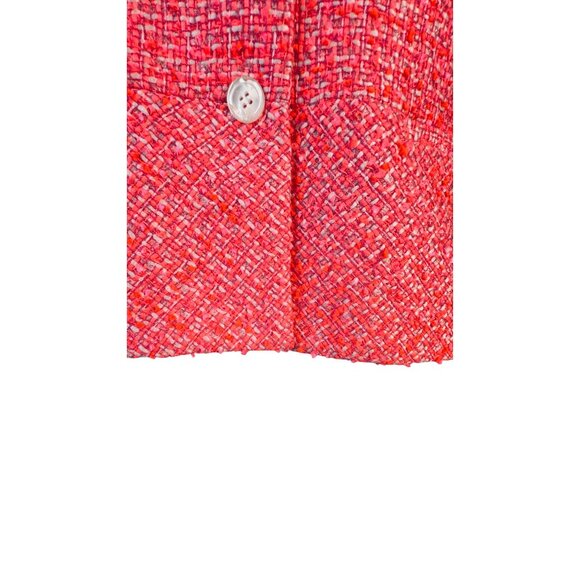 Talbots 14P Petites Tweed Pink/Coral/Red Button Front Jacket Polyester Acrylic - Picture 7 of 16
